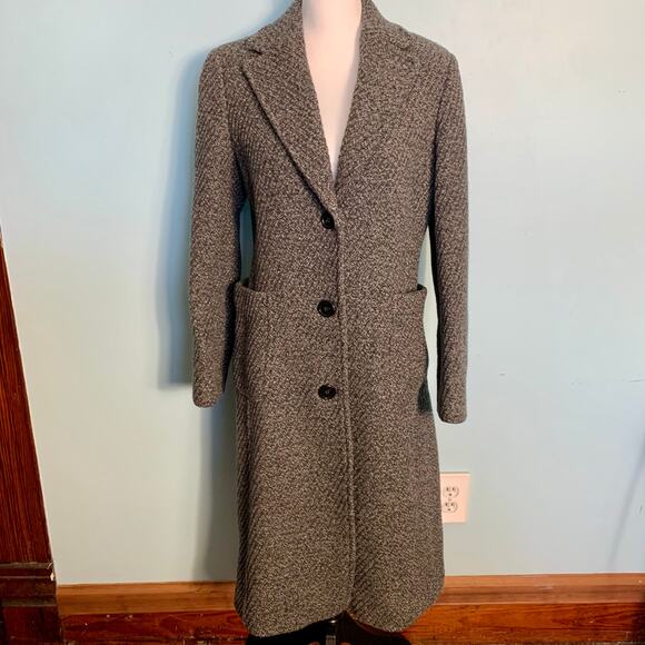 J. Crew Grey Tweed Wool Coat Size 4 - Picture 1 of 7